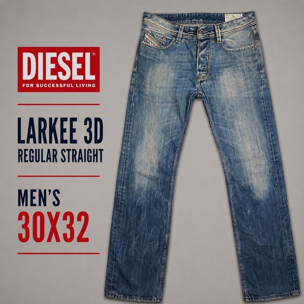 Diesel Larkee 3D Regular Straight Leg Jeans Mens 30x32 Blue Medium Wash 0885R